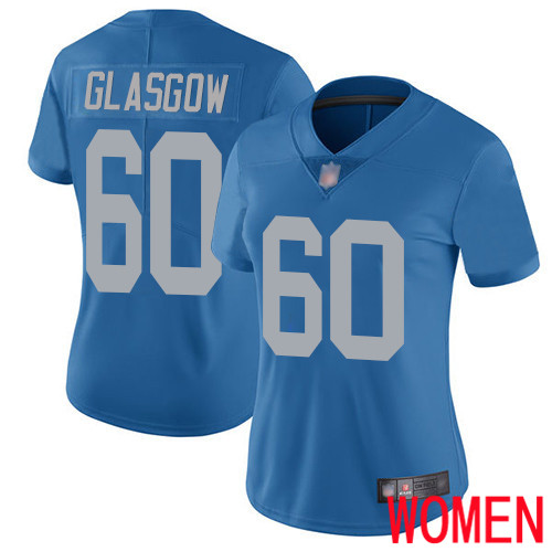 Detroit Lions Limited Blue Women Graham Glasgow Alternate Jersey NFL Football #60 Vapor Untouchable->women nfl jersey->Women Jersey